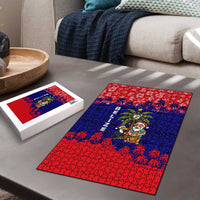 Belize Christmas Puzzle with Santa Toucan Palm Tree and Tribal Holiday Pattern - Wonder Print Shop