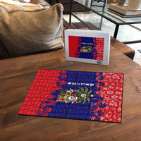 Belize Christmas Puzzle with Santa Toucan Palm Tree and Tribal Holiday Pattern - Wonder Print Shop