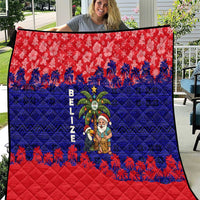 Belize Christmas Quilt with Santa Toucan Palm Tree and Tribal Holiday Pattern - Wonder Print Shop