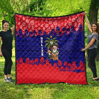 Belize Christmas Quilt with Santa Toucan Palm Tree and Tribal Holiday Pattern - Wonder Print Shop