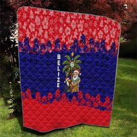 Belize Christmas Quilt with Santa Toucan Palm Tree and Tribal Holiday Pattern - Wonder Print Shop