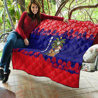 Belize Christmas Quilt with Santa Toucan Palm Tree and Tribal Holiday Pattern - Wonder Print Shop