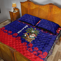 Belize Christmas Quilt Bed Set with Santa Toucan Palm Tree and Tribal Holiday Pattern - Wonder Print Shop