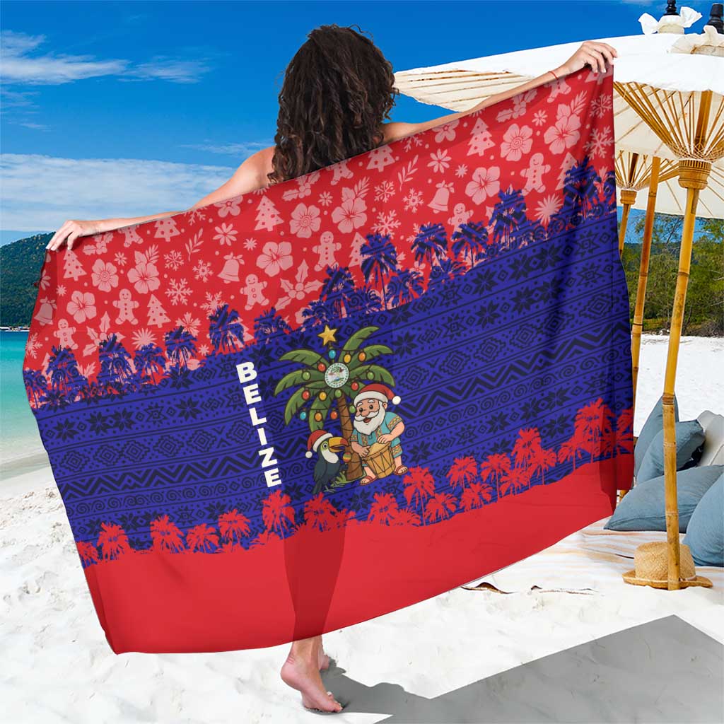 Belize Christmas Sarong with Santa Toucan Palm Tree and Tribal Holiday Pattern - Wonder Print Shop