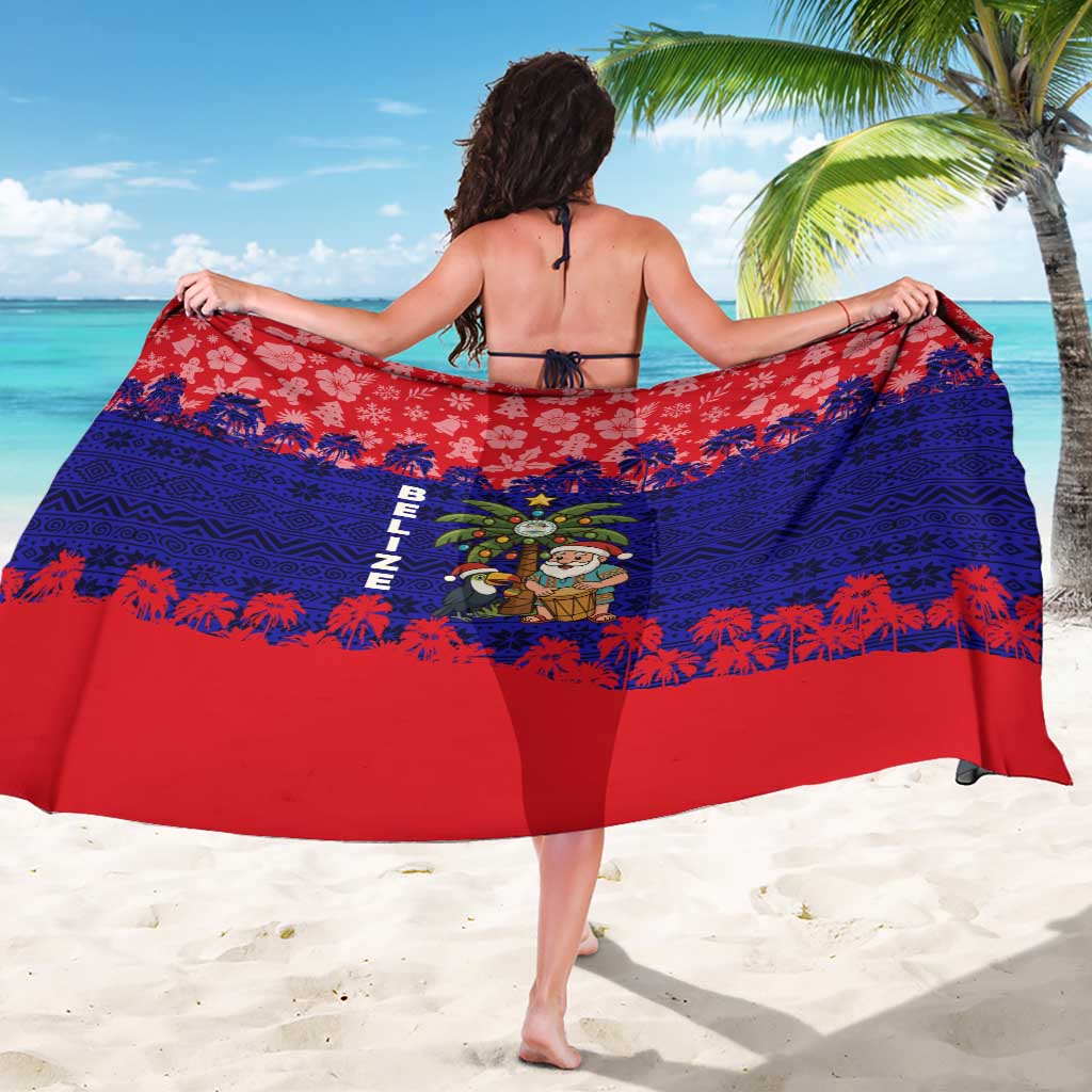 Belize Christmas Sarong with Santa Toucan Palm Tree and Tribal Holiday Pattern - Wonder Print Shop