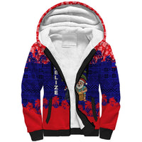 Belize Christmas Sherpa Hoodie with Santa Toucan Palm Tree and Tribal Holiday Pattern - Wonder Print Shop
