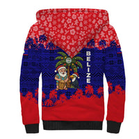 Belize Christmas Sherpa Hoodie with Santa Toucan Palm Tree and Tribal Holiday Pattern - Wonder Print Shop