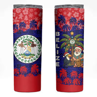Belize Christmas Skinny Tumbler with Santa Toucan Palm Tree and Tribal Holiday Pattern - Wonder Print Shop