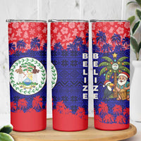 Belize Christmas Skinny Tumbler with Santa Toucan Palm Tree and Tribal Holiday Pattern - Wonder Print Shop