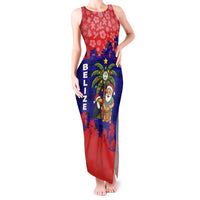 Belize Christmas Tank Maxi Dress with Santa Toucan Palm Tree and Tribal Holiday Pattern - Wonder Print Shop