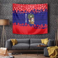 Belize Christmas Tapestry with Santa Toucan Palm Tree and Tribal Holiday Pattern - Wonder Print Shop