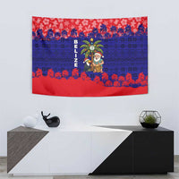 Belize Christmas Tapestry with Santa Toucan Palm Tree and Tribal Holiday Pattern - Wonder Print Shop