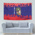 Belize Christmas Tapestry with Santa Toucan Palm Tree and Tribal Holiday Pattern - Wonder Print Shop
