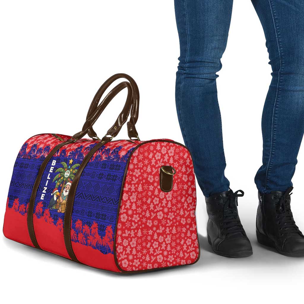 Belize Christmas Travel Bag with Santa Toucan Palm Tree and Tribal Holiday Pattern - Wonder Print Shop