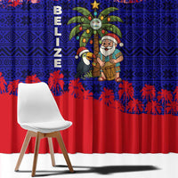 Belize Christmas Window Curtain with Santa Toucan Palm Tree and Tribal Holiday Pattern - Wonder Print Shop