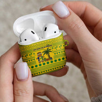 Saint Vincent and the Grenadines Christmas AirPods Case with Gingerbread Boy Palm Tree and Traditional Pattern - Wonder Print Shop