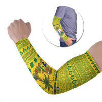 Saint Vincent and the Grenadines Christmas Arm Sleeves with Gingerbread Boy Palm Tree and Traditional Pattern - Wonder Print Shop