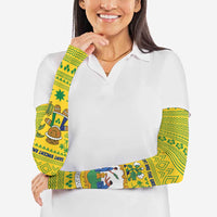 Saint Vincent and the Grenadines Christmas Arm Sleeves with Gingerbread Boy Palm Tree and Traditional Pattern - Wonder Print Shop