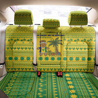 Saint Vincent and the Grenadines Christmas Back Car Seat Cover with Gingerbread Boy Palm Tree and Traditional Pattern - Wonder Print Shop