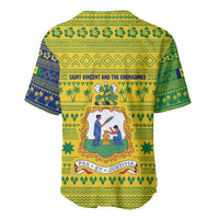 Saint Vincent and the Grenadines Christmas Baseball Jersey with Gingerbread Boy Palm Tree and Traditional Pattern - Wonder Print Shop