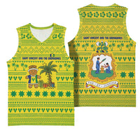 Saint Vincent and the Grenadines Christmas Basketball Jersey with Gingerbread Boy Palm Tree and Traditional Pattern - Wonder Print Shop
