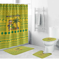 Saint Vincent and the Grenadines Christmas Bathroom Set with Gingerbread Boy Palm Tree and Traditional Pattern - Wonder Print Shop