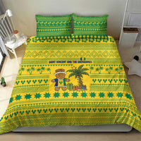 Saint Vincent and the Grenadines Christmas Bedding Set with Gingerbread Boy Palm Tree and Traditional Pattern - Wonder Print Shop