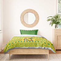 Saint Vincent and the Grenadines Christmas Bedding Set with Gingerbread Boy Palm Tree and Traditional Pattern - Wonder Print Shop