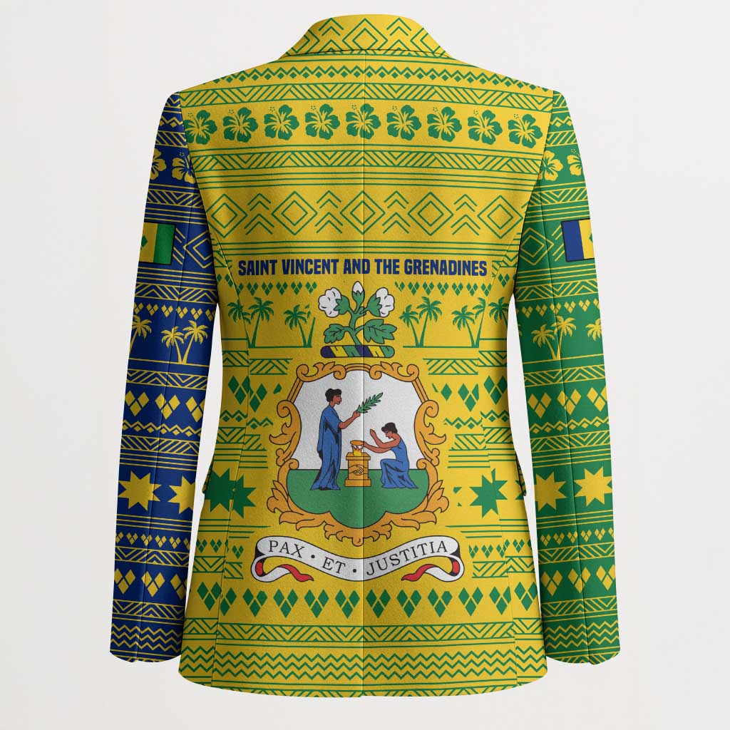 Saint Vincent and the Grenadines Christmas Blazer with Gingerbread Boy Palm Tree and Traditional Pattern - Wonder Print Shop
