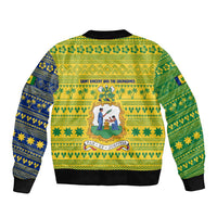 Saint Vincent and the Grenadines Christmas Bomber Jacket with Gingerbread Boy Palm Tree and Traditional Pattern - Wonder Print Shop