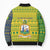 Saint Vincent and the Grenadines Christmas Bomber Puffer Jacket with Gingerbread Boy Palm Tree and Traditional Pattern - Wonder Print Shop