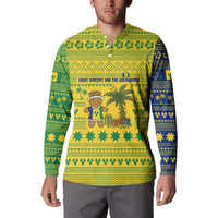 Saint Vincent and the Grenadines Christmas Button Sweatshirt with Gingerbread Boy Palm Tree and Traditional Pattern - Wonder Print Shop