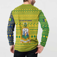 Saint Vincent and the Grenadines Christmas Button Sweatshirt with Gingerbread Boy Palm Tree and Traditional Pattern - Wonder Print Shop