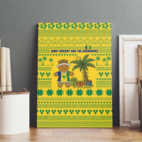 Saint Vincent and the Grenadines Christmas Canvas Wall Art with Gingerbread Boy Palm Tree and Traditional Pattern - Wonder Print Shop