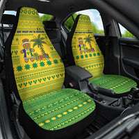 Saint Vincent and the Grenadines Christmas Car Seat Cover with Gingerbread Boy Palm Tree and Traditional Pattern - Wonder Print Shop