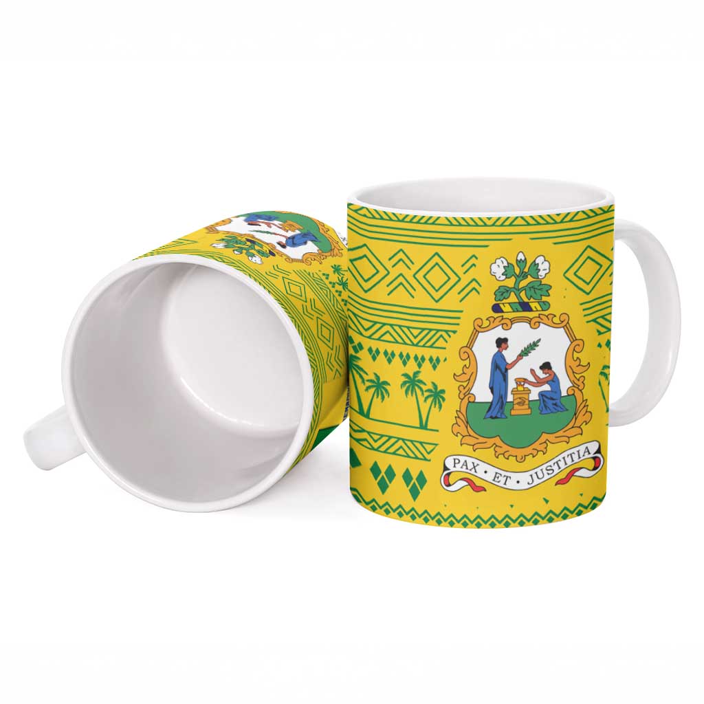 Saint Vincent and the Grenadines Christmas Ceramic Mug with Gingerbread Boy Palm Tree and Traditional Pattern - Wonder Print Shop
