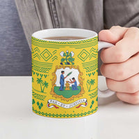 Saint Vincent and the Grenadines Christmas Ceramic Mug with Gingerbread Boy Palm Tree and Traditional Pattern - Wonder Print Shop