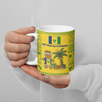 Saint Vincent and the Grenadines Christmas Ceramic Mug with Gingerbread Boy Palm Tree and Traditional Pattern - Wonder Print Shop