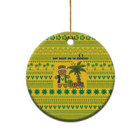 Saint Vincent and the Grenadines Christmas Ceramic Ornament with Gingerbread Boy Palm Tree and Traditional Pattern - Wonder Print Shop