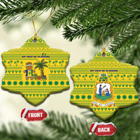 Saint Vincent and the Grenadines Christmas Ceramic Ornament with Gingerbread Boy Palm Tree and Traditional Pattern - Wonder Print Shop