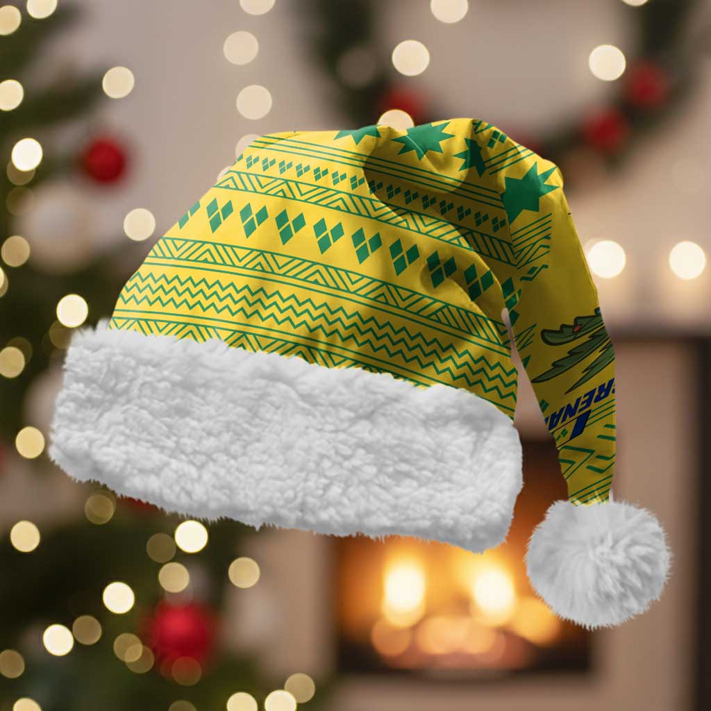 Saint Vincent and the Grenadines Christmas Santa Hat with Gingerbread Boy Palm Tree and Traditional Pattern - Wonder Print Shop