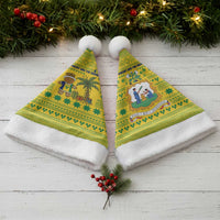 Saint Vincent and the Grenadines Christmas Santa Hat with Gingerbread Boy Palm Tree and Traditional Pattern - Wonder Print Shop