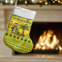 Saint Vincent and the Grenadines Christmas Stocking with Gingerbread Boy Palm Tree and Traditional Pattern - Wonder Print Shop