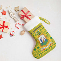 Saint Vincent and the Grenadines Christmas Stocking with Gingerbread Boy Palm Tree and Traditional Pattern - Wonder Print Shop