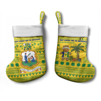 Saint Vincent and the Grenadines Christmas Stocking with Gingerbread Boy Palm Tree and Traditional Pattern - Wonder Print Shop