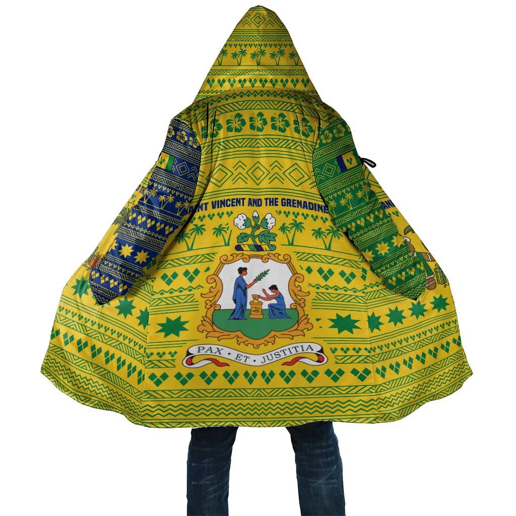 Saint Vincent and the Grenadines Christmas Cloak with Gingerbread Boy Palm Tree and Traditional Pattern - Wonder Print Shop