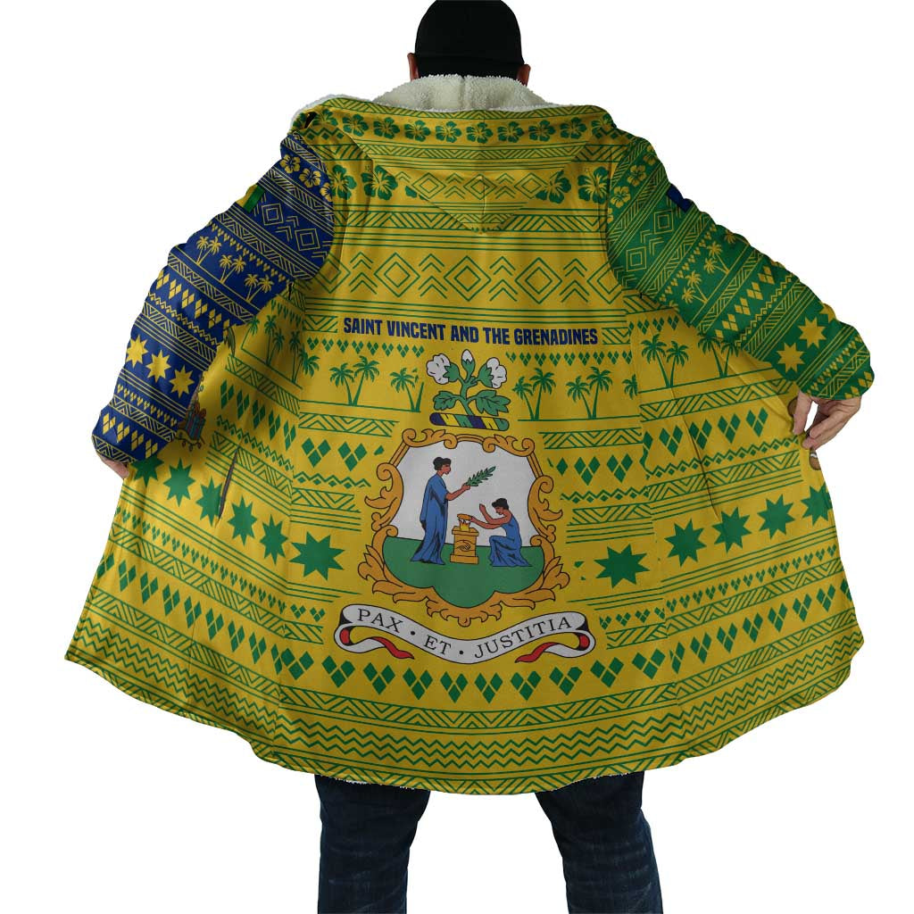 Saint Vincent and the Grenadines Christmas Cloak with Gingerbread Boy Palm Tree and Traditional Pattern - Wonder Print Shop