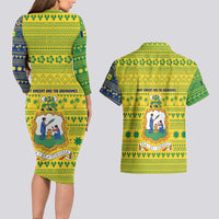 Saint Vincent and the Grenadines Christmas Couples Matching Long Sleeve Bodycon Dress and Hawaiian Shirt with Gingerbread Boy Palm Tree and Traditional Pattern - Wonder Print Shop