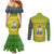Saint Vincent and the Grenadines Christmas Couples Matching Mermaid Dress and Long Sleeve Button Shirt with Gingerbread Boy Palm Tree and Traditional Pattern - Wonder Print Shop