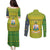 Saint Vincent and the Grenadines Christmas Couples Matching Puletasi and Long Sleeve Button Shirt with Gingerbread Boy Palm Tree and Traditional Pattern - Wonder Print Shop